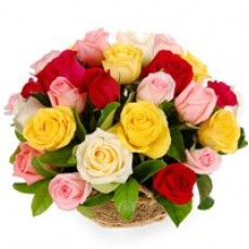Mixed Colour Roses Basket